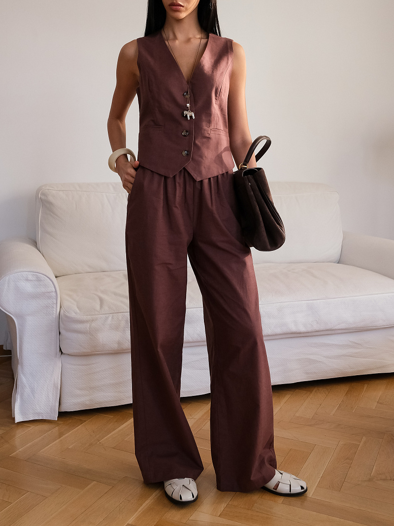 Брюки из хлопка и льна