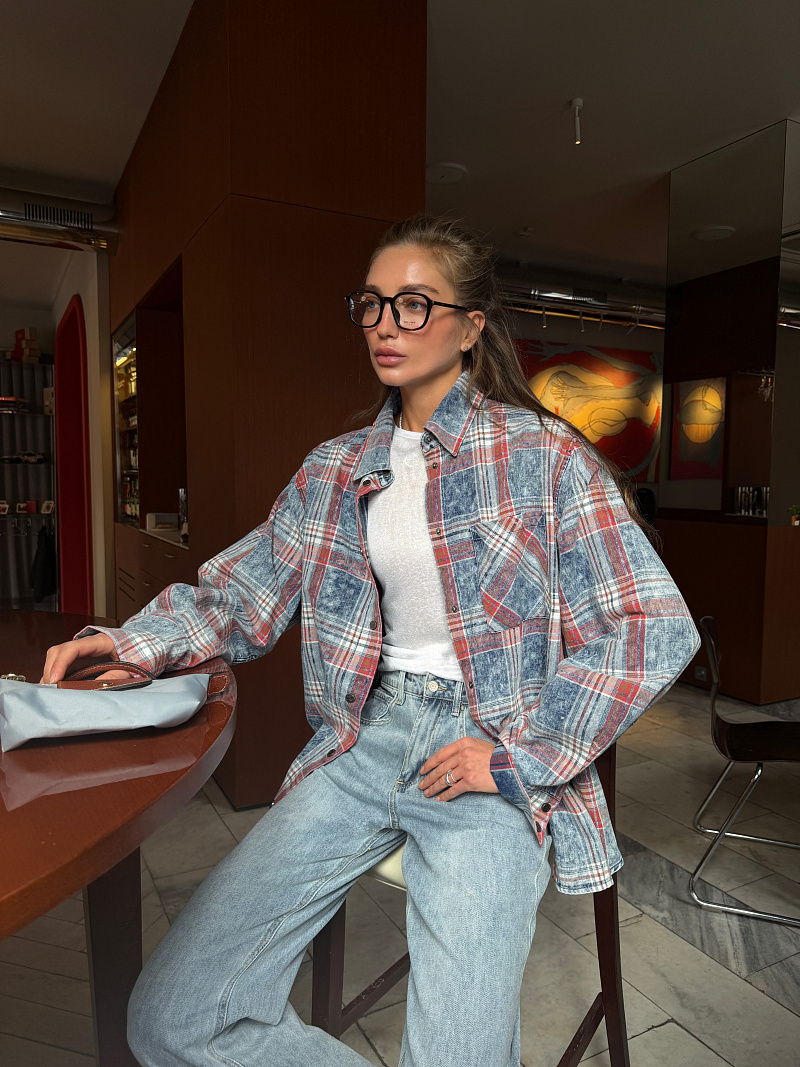 Рубашка в клетку с эффектом варки